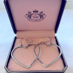 Juicy Couture Heart Hoop Earrings Silver